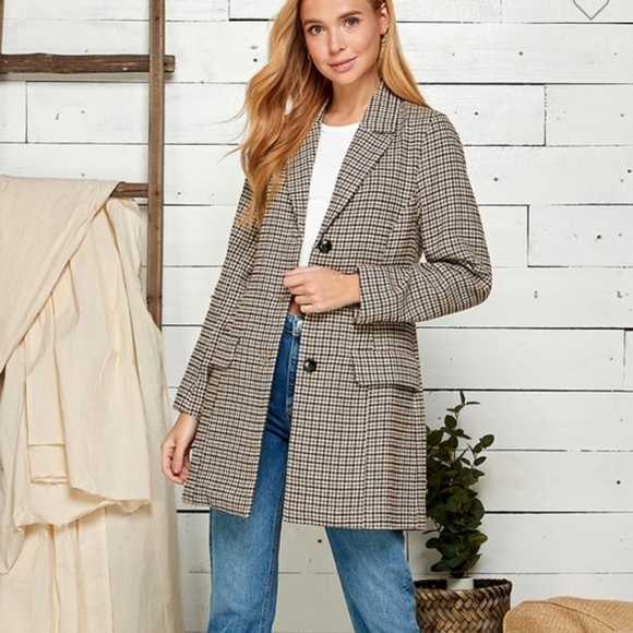 Plaid multi long jacket coat NWT